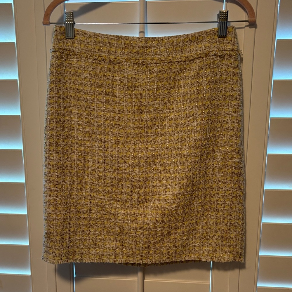 Ann Taylor Pale Yellow and Gold Tweed Skirt NWOT